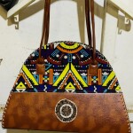 Leather kitenge hand bag